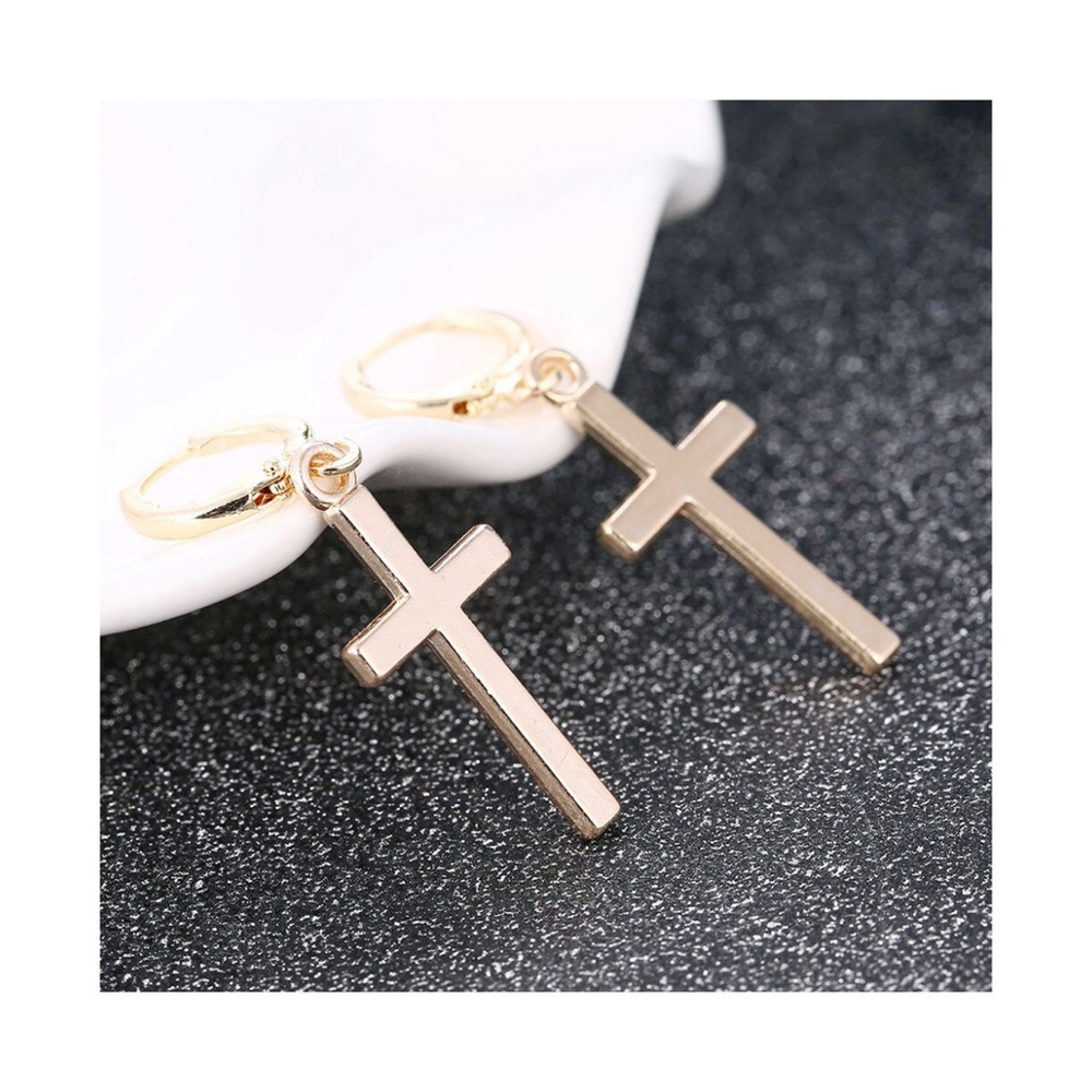 Gold Cross Earrings NWt - Picture 2 of 5
